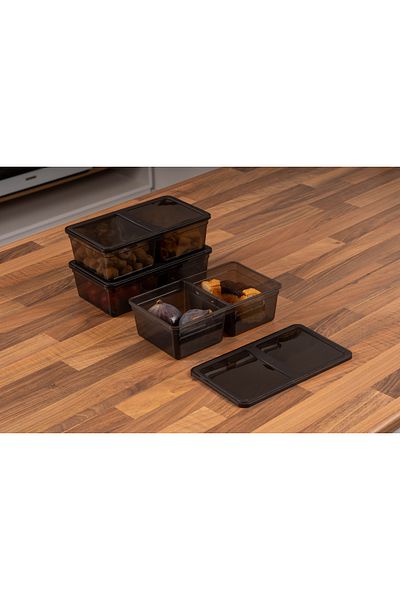 SUPERPUP 1.5 Liter 10 Pieces Anthracite Storage Container with Compartments - Freezer Suitable Pp5