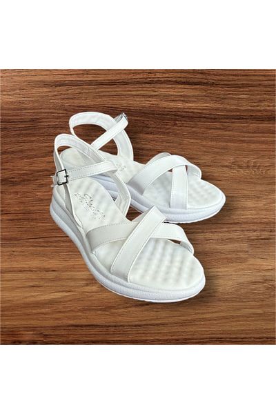 İpek Sandale de damă din mătase albă - model încrucișat, TALPA ORTOPEDICĂ