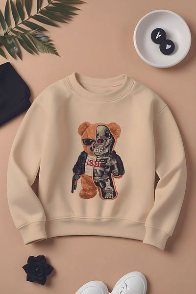 MYADA Παιδικό φούτερ με στάμπα Robot Bear Oversize - Special Design 11080