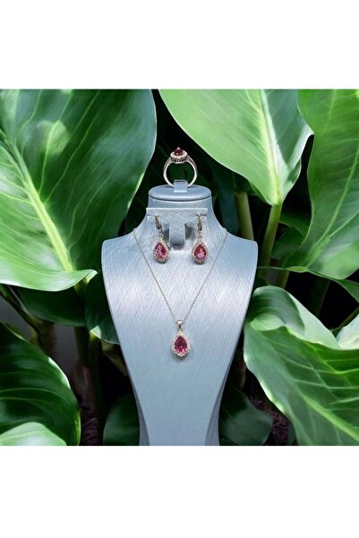 HAYAL GÜMÜŞ 925 AYAR GÜMÜŞ ZİRKON TAŞLI DAMLA MODEL SET