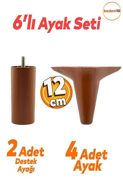 Badem10 Aspen Set 6 Mobilier Unitate TV Canapea extensibilă Fotoliu Baza de canapea Suport picioare 12 Cm Maro