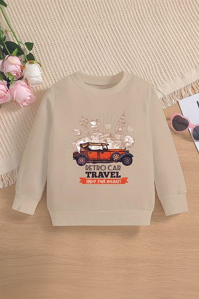 MYADA Детски суитшърт Retro Car Traveller Oversize - Premium 13043