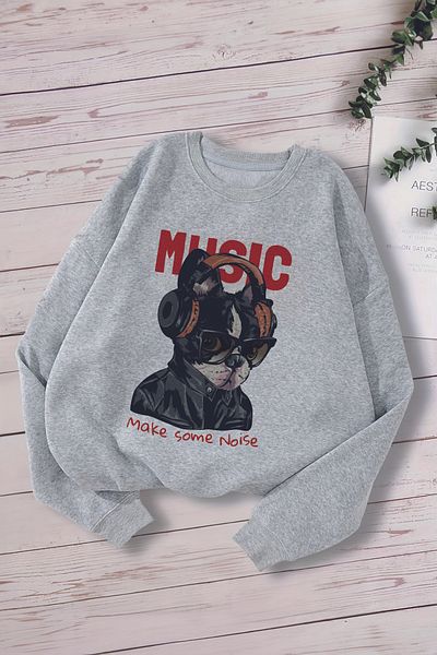 MYADA Детски суитшърт Premium Music „Make Some Noise“ с голям размер - 12792