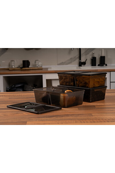 SUPERPUP 1.5 Liter 10 Pieces Anthracite Storage Container with Compartments - Freezer Suitable Pp5