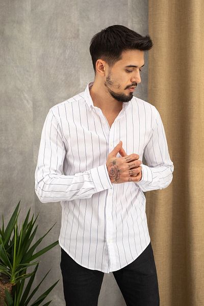 WAMOSSALAPLI Oxford Striped Slim Fit Shirt