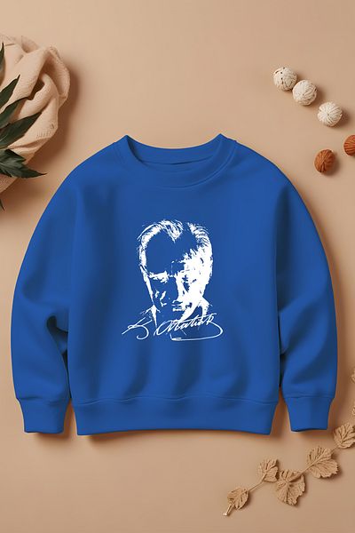 MYADA Hanorac oversize pentru copii cu imprimeu Mustafa Kemal Atatürk - Buzunar sezon nou 10053