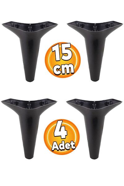 Badem10 Canapea neagră de lux Aspen - Unitate TV cu picioare de bază de 15 cm (4 buc.)