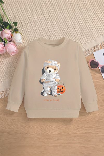 MYADA Bear Printed Premium Oversize Παιδική Φούτερ - Scary Wrapped 12692