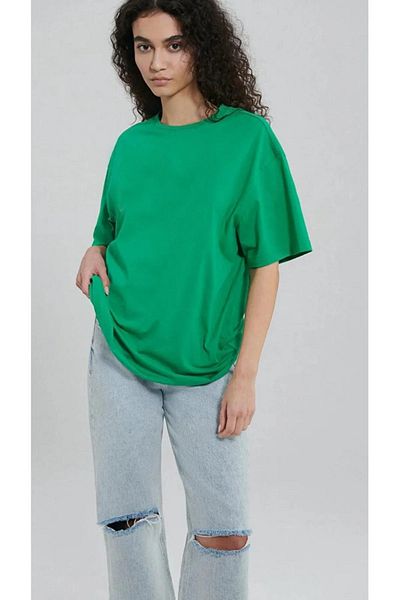 Tight Lady Μπλουζάκι Benetton Green Oversize Boyfriend - 100% βαμβάκι, λαιμόκοψη