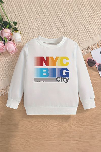 MYADA Hanorac supradimensionat premium pentru copii NYC Big City Printed - 13274