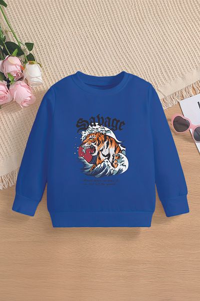 MYADA Детски суитшърт Premium Oversize с щампа Sabage Tiger - 12667