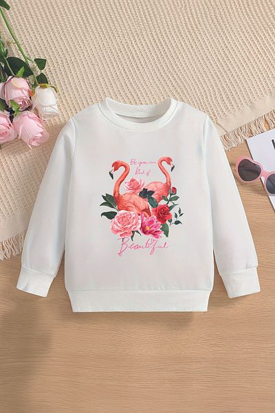 MYADA Hanorac oversize premium pentru copii cu imprimeu Flamingos - 12683