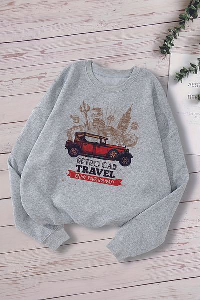 MYADA Детски суитшърт Retro Car Traveller Oversize - Premium 13043