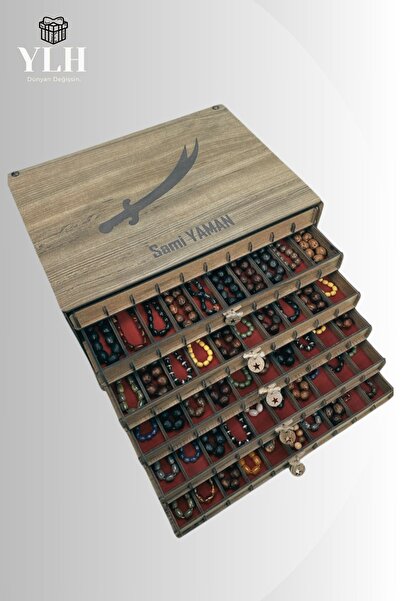 Yaman Hediyelik Kişiye Özel İsimli Tesbih ve Saat Koleksiyon Kutusu – 60 Tesb...