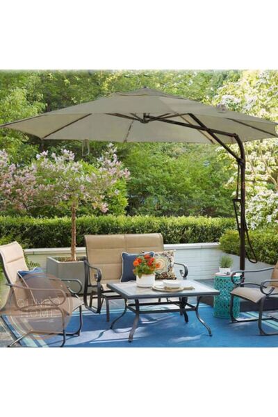 GUNBO HOME 3 Mt Cappuccino Şemsiye 50 + Uv Koruma Suya Dayanıklı Bahçe Şemsiy...