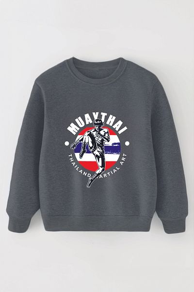 MYADA Момчешки суитшърт с голям размер - с щампа за муай-тай 11070