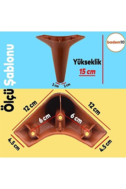 Badem10 Aspen Lüks Mobilya Kanepe Koltuk Tv Ünitesi Baza Yükseltici Ayağı Ayakları 15 Cm Ahşap Desenli Ayak
