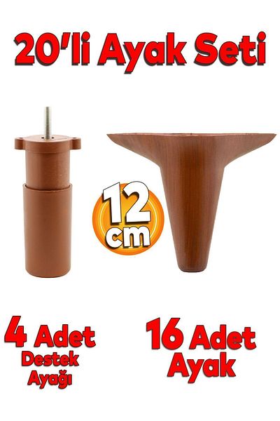 Badem10 Aspen Set 20 Mobilier Canapea Fotoliu Unitate TV Picior Suport picioare 12 Cm Cafenea Robot Măturător