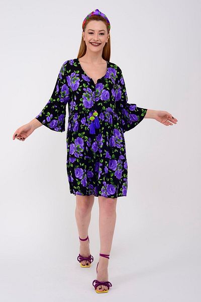 Hazinedan Rochie spaniolă scurtă Boho - Femei cu imprimeu floral
