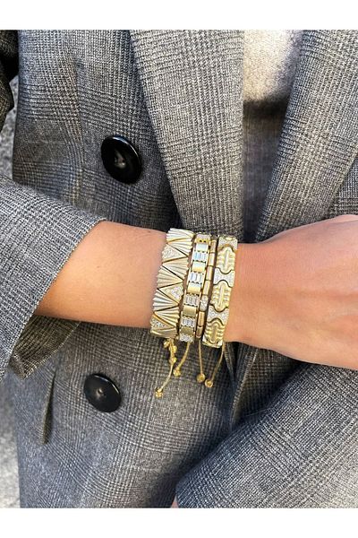 Juju Bronze Tube Bracelet With Stone Detail