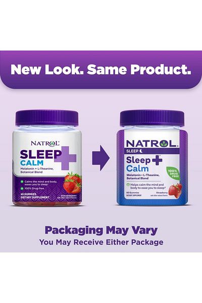 Natrol حلوى جيلاتينية للنوم الهادئة من Sleep+ Melatonin، بنكهة الفراولة، 60 حلوى جيلاتينية، كمية تكفي لمدة 30 يومًا