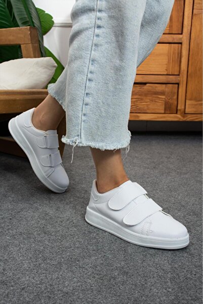 galya shoes Kadin Beyaz Cırtlı Spor Ayakkabı Sneakers