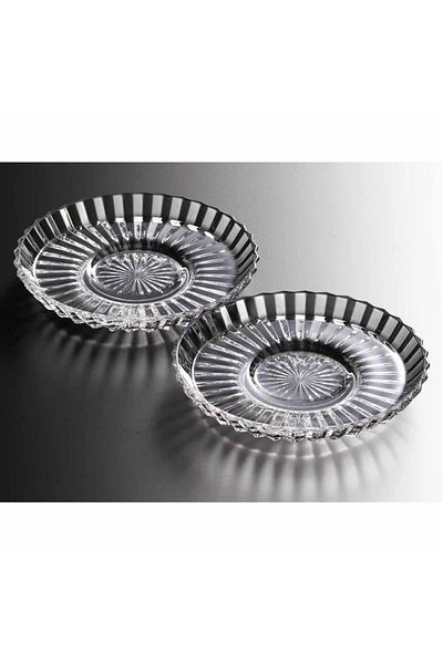 Paşabahçe 6 Pieces Nude Beykoz Glass Tea Plate - Transparent, 11 cm