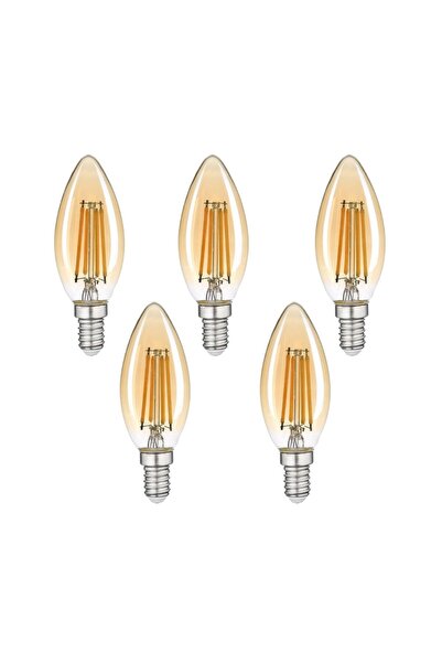 AC AYDINLATMA 4W Rustik Ampul 2700K (Amber Işık) E14 Duy - 5 ADET