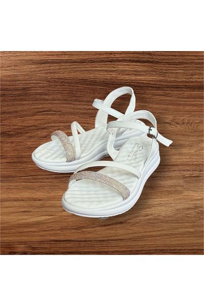 İpek Sandale de damă White Stone Silk - Talpă ortopedică