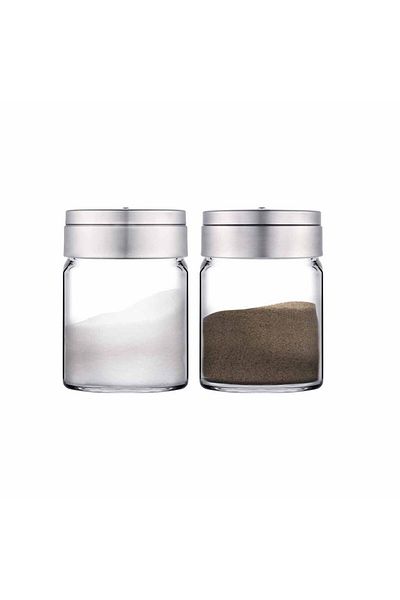 Paşabahçe 2-Piece Salt and Pepper Shakers with Metal Lid - 110 Cc Spice Rack