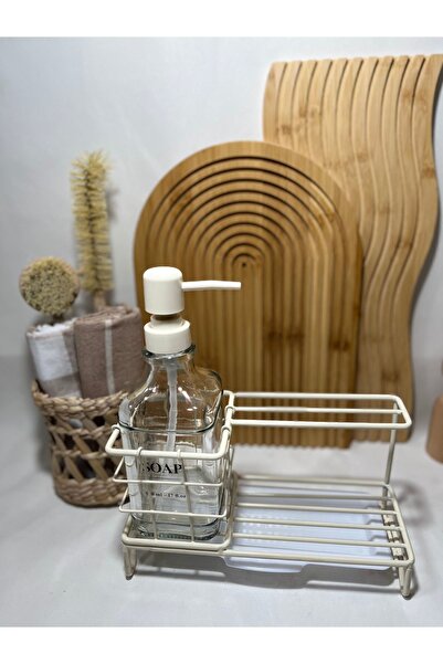 Mirilliahome مجموعة موزع الصابون الأبيض - زجاج موزع الصابون السائل مع حامل