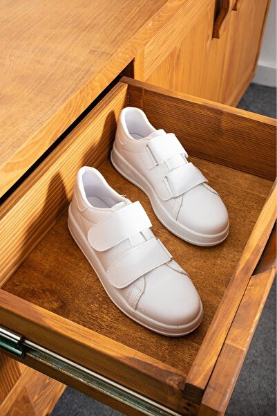 galya shoes Kadin Beyaz Cırtlı Spor Ayakkabı Sneakers