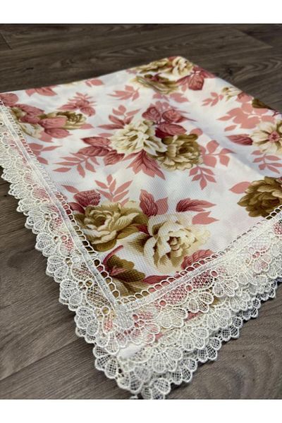 Dantelux Stain Resistant White Colored Patterned Tableware Cloth, Picnic Cloth, Table Cloth