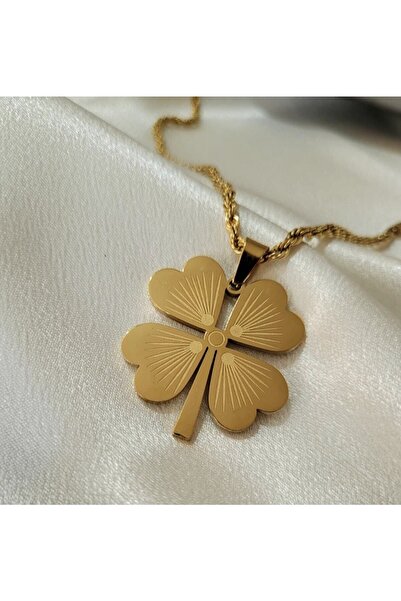 mavidenizaccesories مجوهرات نموذج طويل اوجير حبل سلسلة أربع أوراق الصلب البرس...