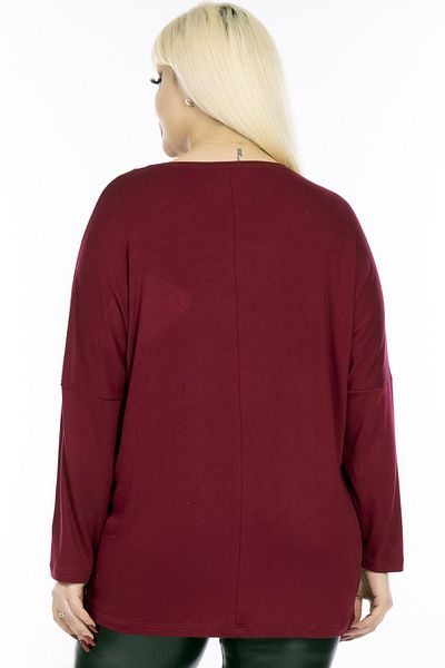 Kheos V-neck Pocket and Sleeves Mesh Detail Stone Embroidered Long Sleeve Comfortable and Flowy Stretchy Blouse