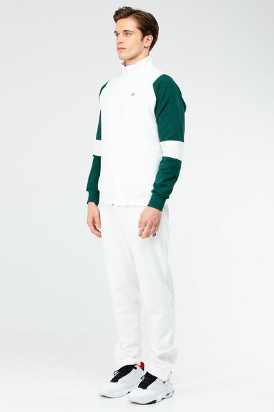 speedlife Ecru Men's Tracksuit Set - Stand Collar, Xa1732
