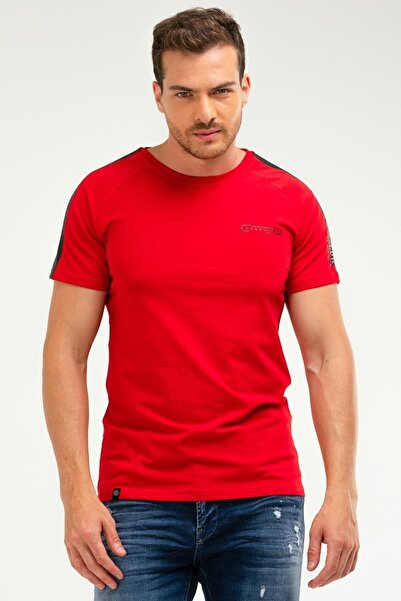 speedlife Κόκκινο κανονικό βαμβακερό ανδρικό μπλουζάκι με λαιμόκοψη με κοντό μανίκι Xf1295