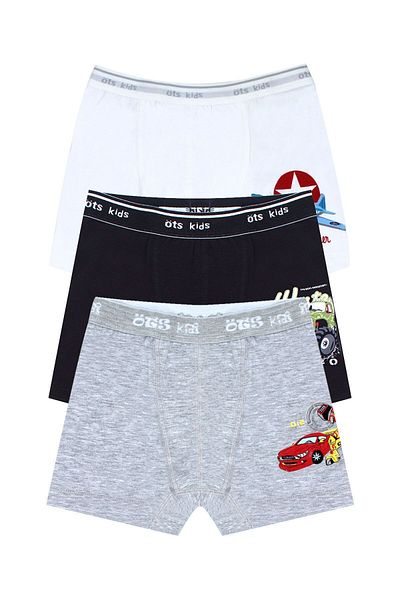 Öts Boy's Colorful 3-Pack Cotton Combed Cotton Boxer