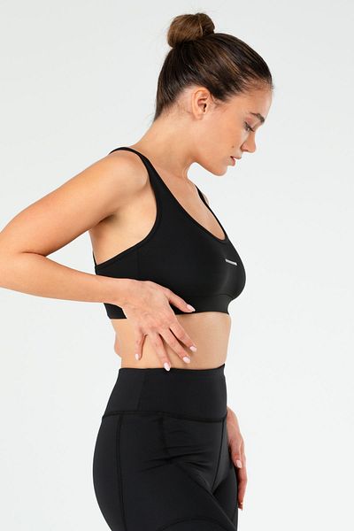 speedlife Μαύρο Slim Fit Micro Open Collar Γυναικείο αθλητικό σουτιέν Sf0639