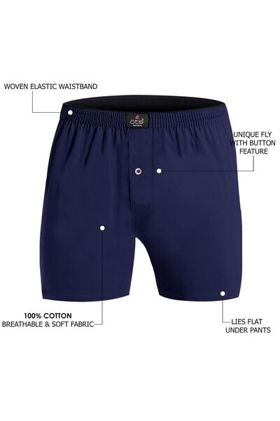 Öts Erkek %100 Pamuklu Boxer 5'li Paket Düğmeli Rahat Kalıp  Premium Özel Hediye Kutusunda