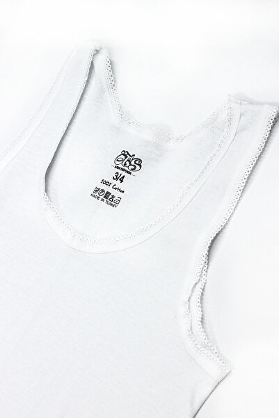 Öts Κοριτσίστικο λευκό πακέτο 6 τεμαχίων κάτω μπλούζα με βαμβακερό χτενισμένο βαμβακερό χοντρό λουράκι