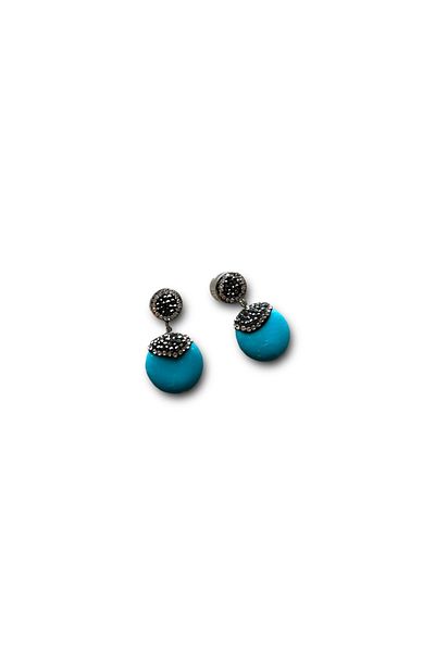 MAT STORE Natural Stone Round Turquoise Earring