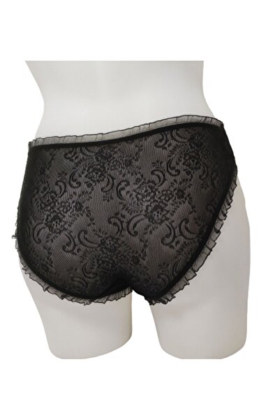 r rojinins Women's Lace Black Slip 6 Pack Cotton Bikini Panties