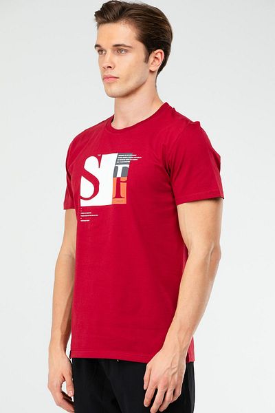speedlife Claret Red κανονικό 100% βαμβακερό ανδρικό μπλουζάκι με λαιμόκοψη Xf1486