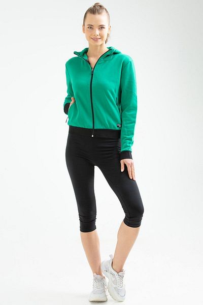 speedlife Hanorac de damă cu glugă din bumbac, verde, slim fit Sc0962