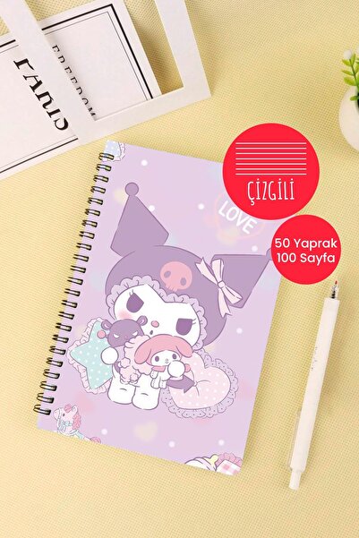 Anime Marketi دفتر مدرسي بتصميم وجه كورومي مقاس A5، 50 ورقة، 100 صفحة - مسطر