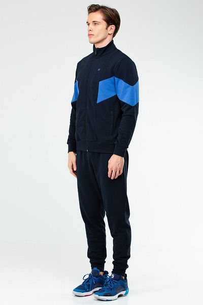 speedlife Navy Blue Regular Stand Collar Men's Tracksuit Set Xa1727