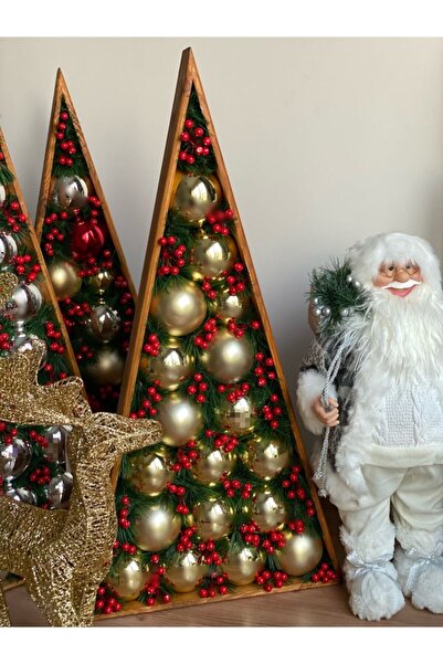 QUEEN AKSESUAR Πολυτελής Χριστουγεννιάτικη Διακόσμηση Ξύλινο Δέντρο με Ξύλινο...