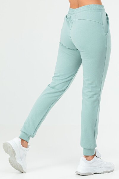 speedlife Green Regular Cotton High Waist Cuffed Women's Tracksuit Bottom Sd0940