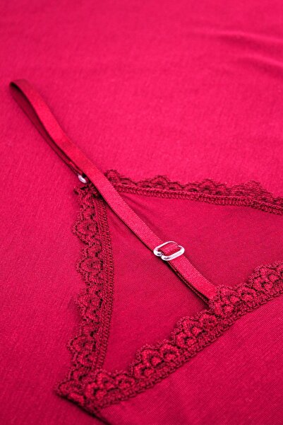 Öts Kadın Ayarlanabilir İp Askılı Dantelli Viskon Atlet